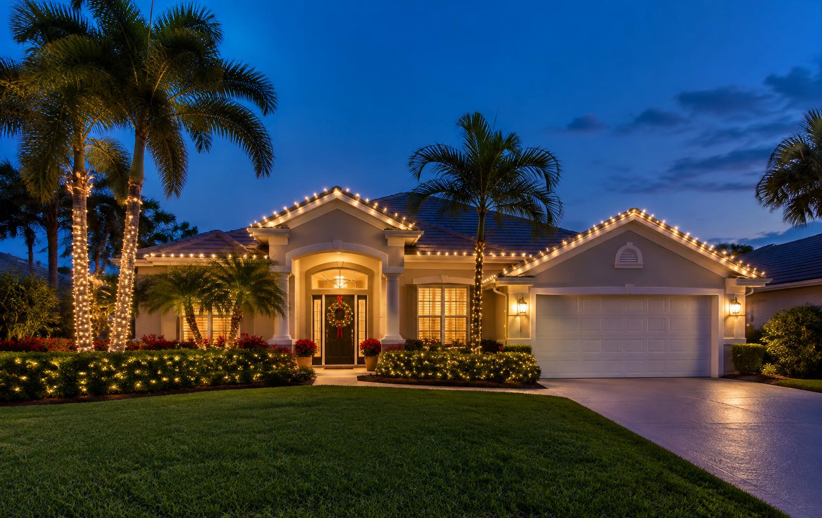 Florida home with professionally installed Christmas lights