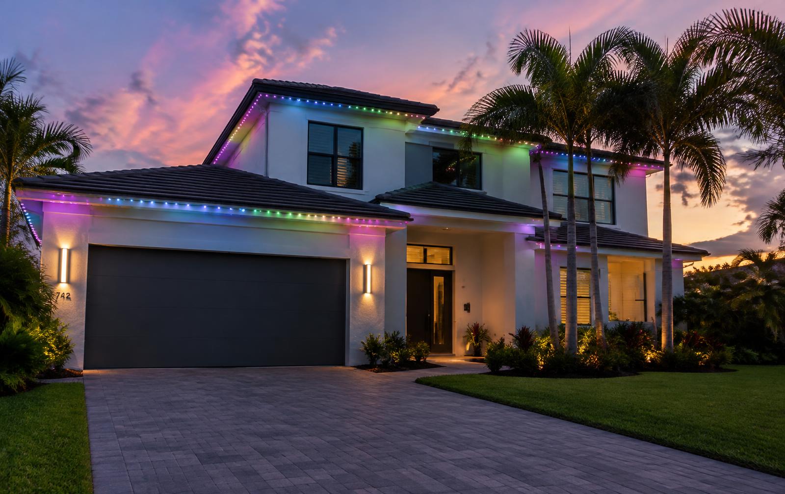 Permanent Lighting on a Florida home